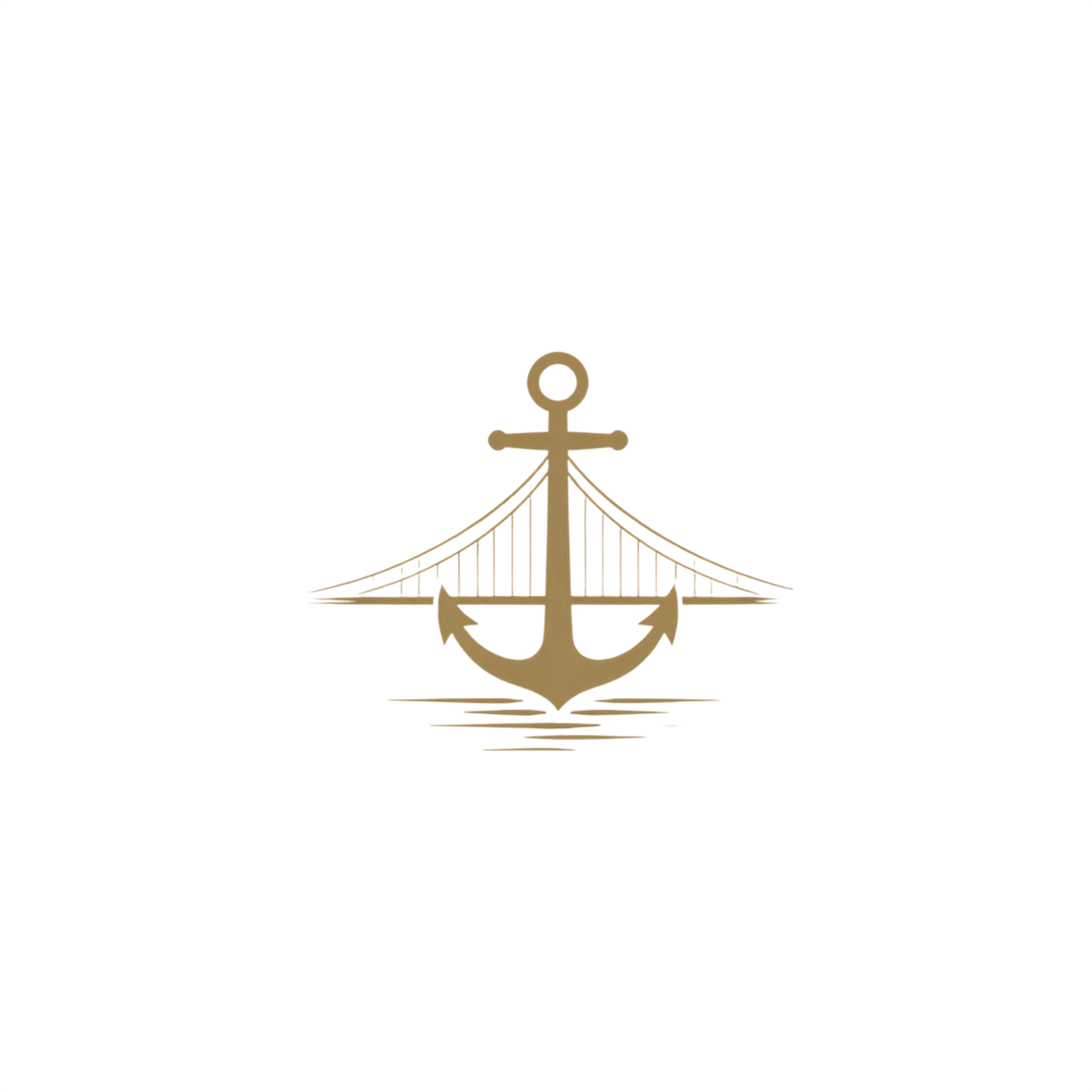 The Anchored Bridge logo: a golden anchor over a suspension bridge